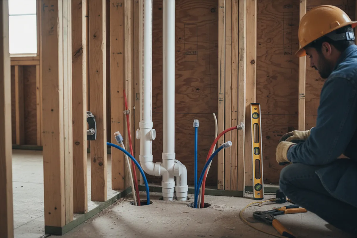 Drain and supply rough-in during Leak Detection in Weaverville